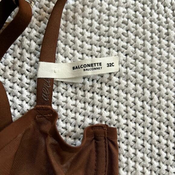 NWT Aerie SMOOTHEZ Mesh Unlined Bra Universe Brown Size 32C - Picture 7 of 7